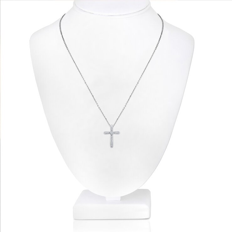 Dije de Cruz de Diamantes 0.20ctw, Oro Blanco 14K — Imagen 3 de 4