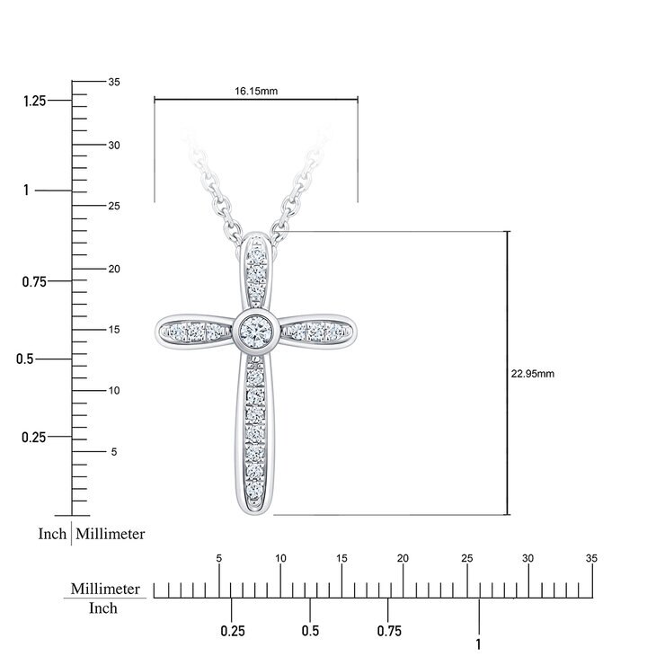 Dije de Cruz de Diamantes 0.20ctw, Oro Blanco 14K — Imagen 4 de 4