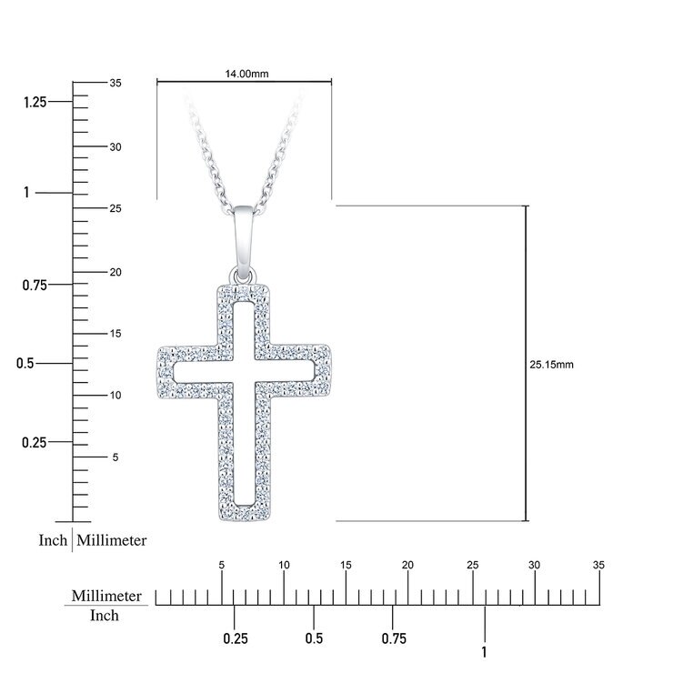 Dije de Cruz de Diamantes 0.25ctw, Oro Blanco 14K — Imagen 3 de 4