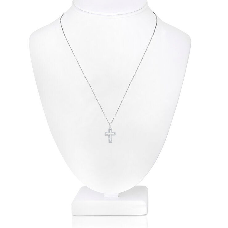 Dije de Cruz de Diamantes 0.25ctw, Oro Blanco 14K — Imagen 4 de 4