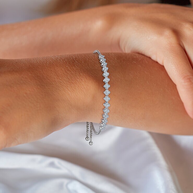 Pulsera Bolo de Diamantes 0.50ctw, Oro Blanco 14K — Imagen 2 de 3