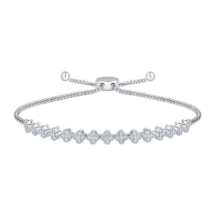Pulsera Bolo de Diamantes 0.50ctw, Oro Blanco 14K