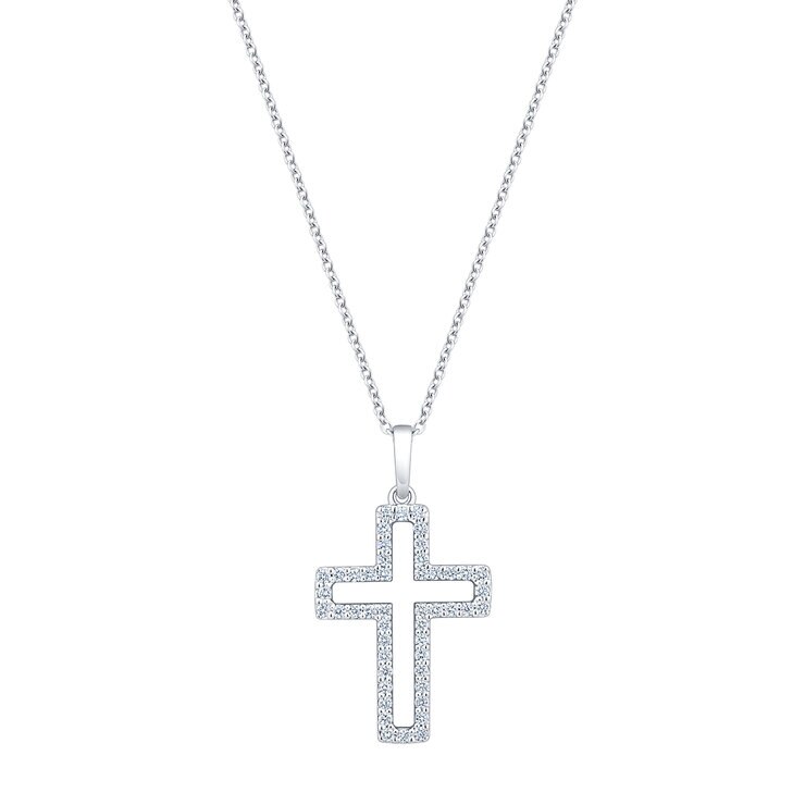 Dije de Cruz de Diamantes 0.25ctw, Oro Blanco 14K