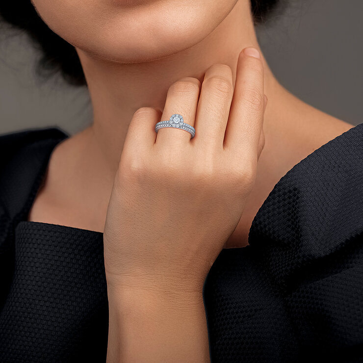Anillo de Novia, 0.60ctw Diamantes, Oro Blanco 14K — Imagen 3 de 4