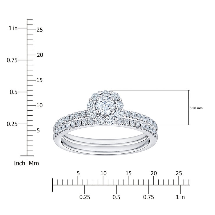 Anillo de Novia, 0.60ctw Diamantes, Oro Blanco 14K — Imagen 4 de 4