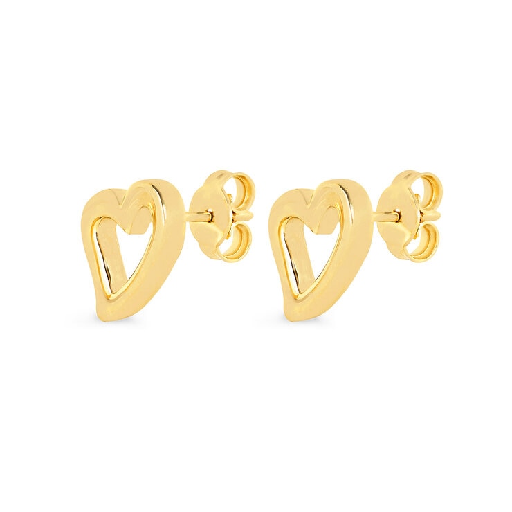 Aretes de Corazon, Oro Amarillo 14K — Imagen 2 de 4