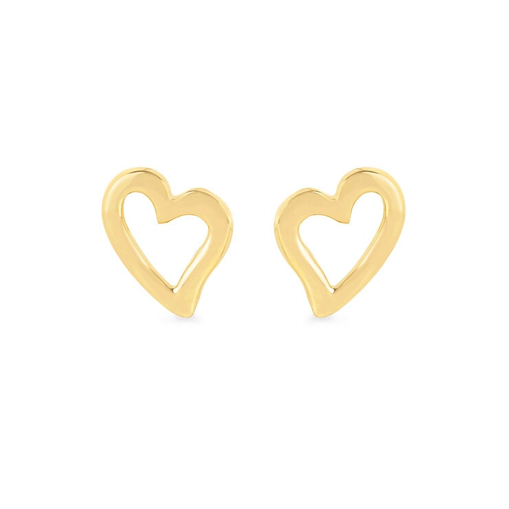 Aretes de Corazon, Oro Amarillo 14K — Imagen 3 de 4