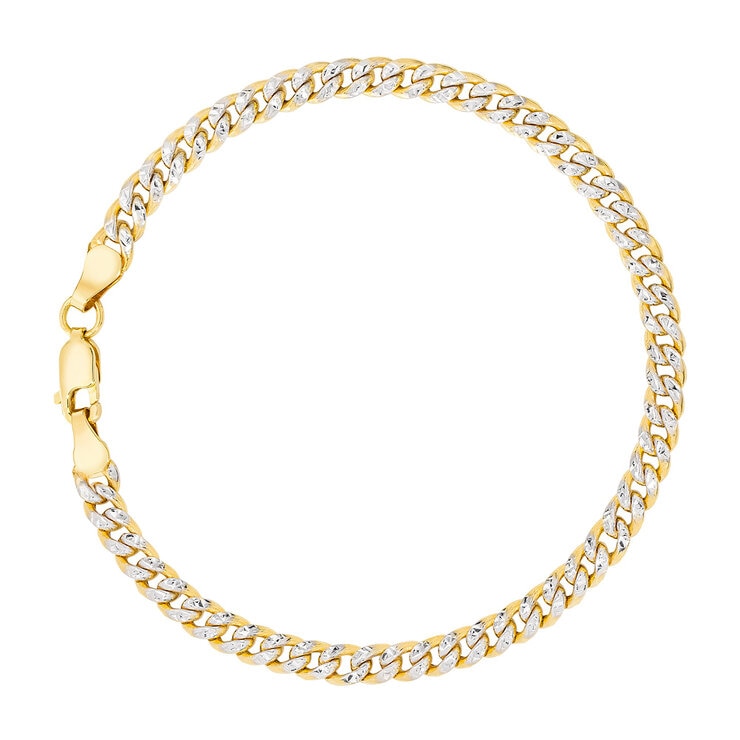 Pulsera, Eslabon Cubano, Oro Dos Tonos 14K, 21.59cm — Imagen 2 de 2