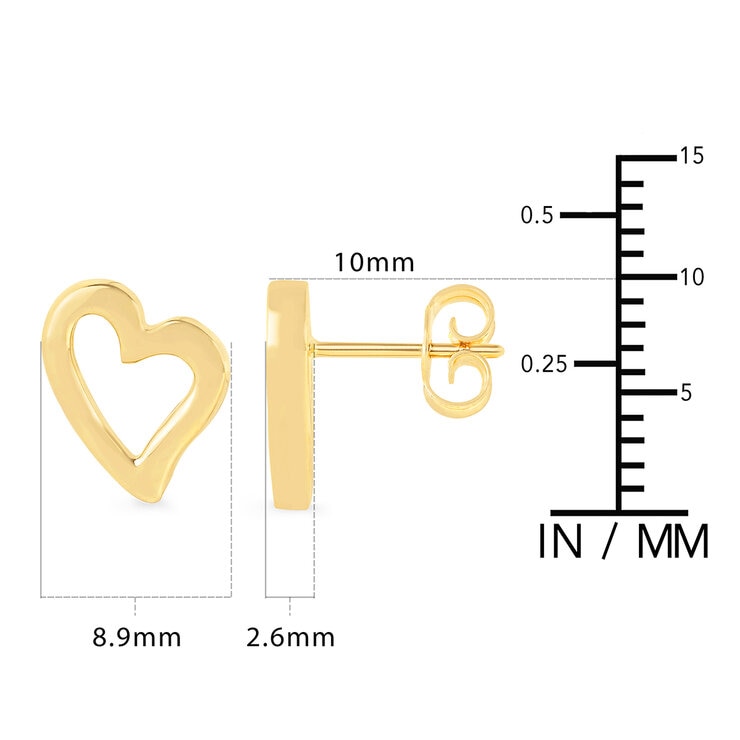 Aretes de Corazon, Oro Amarillo 14K — Imagen 4 de 4