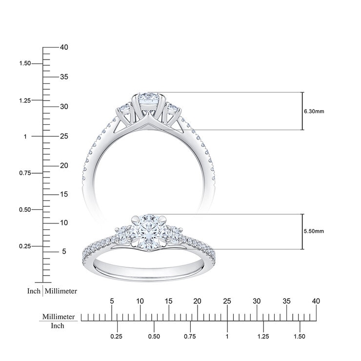 Anillo de Compromiso, 1.00ctw Diamantes, Oro Blanco 14K — Imagen 3 de 4