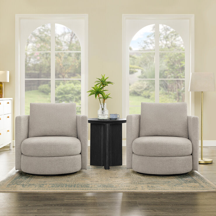 Thomasville, Juego de 2 Sillones Giratorios de Tela — Imagen 4 de 4