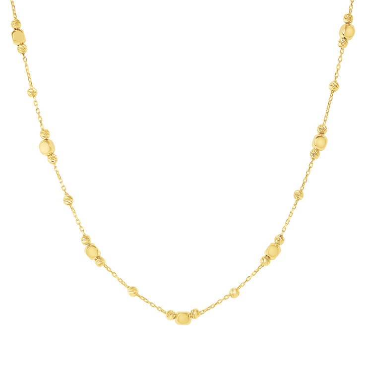Collar con Cuentas Multiples, Oro Amarillo de 14K