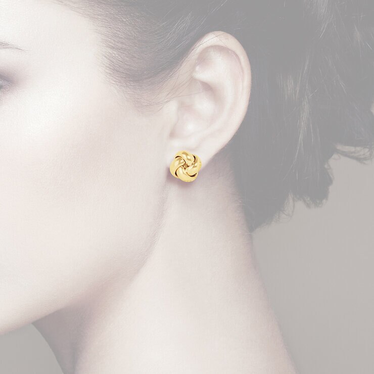 Aretes, Nudo de Amor, Oro Amarillo de 14K — Imagen 4 de 4