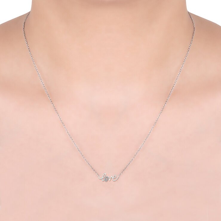 Dije de 'Love' de Diamantes, 0.05ctw, Oro Blanco 14K — Imagen 2 de 4