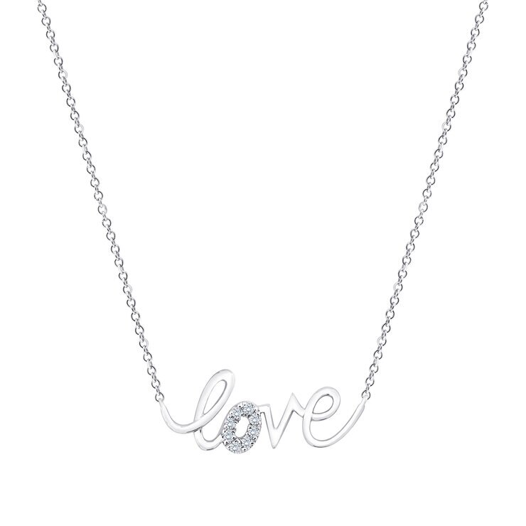 Dije de 'Love' de Diamantes, 0.05ctw, Oro Blanco 14K — Imagen 1 de 4