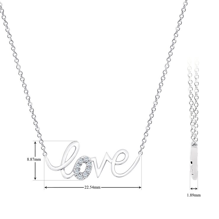 Dije de 'Love' de Diamantes, 0.05ctw, Oro Blanco 14K — Imagen 3 de 4