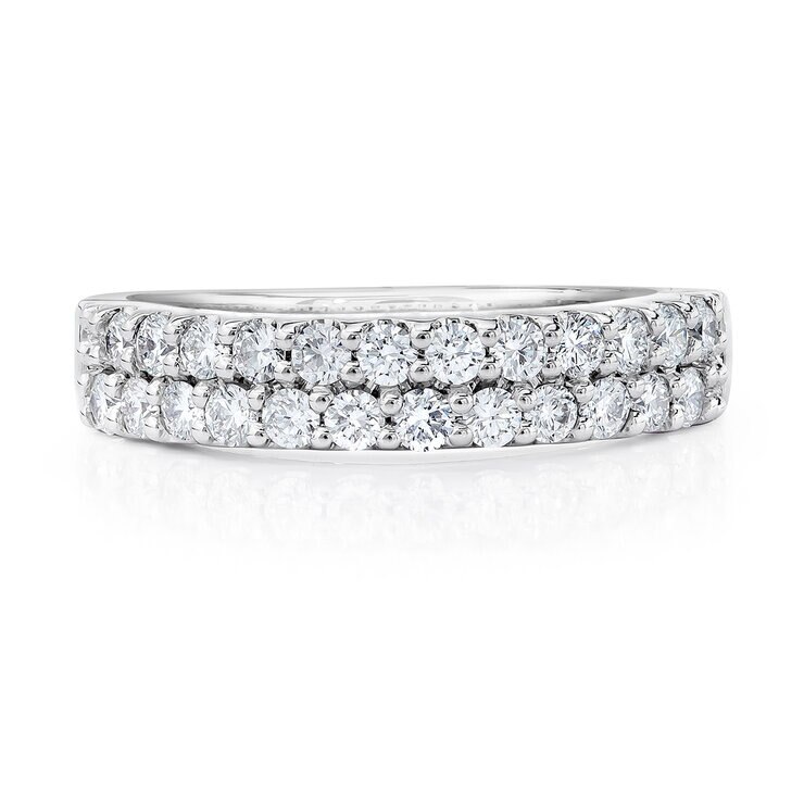 Anillo, Diamantes 0.70ctw, Doble Fila, Oro Blanco 14K — Imagen 3 de 4