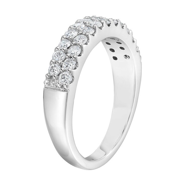 Anillo, Diamantes 0.70ctw, Doble Fila, Oro Blanco 14K — Imagen 4 de 4