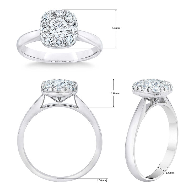 Anillo, Diamantes 0.71ctw, Oro Blanco 14K — Imagen 2 de 4
