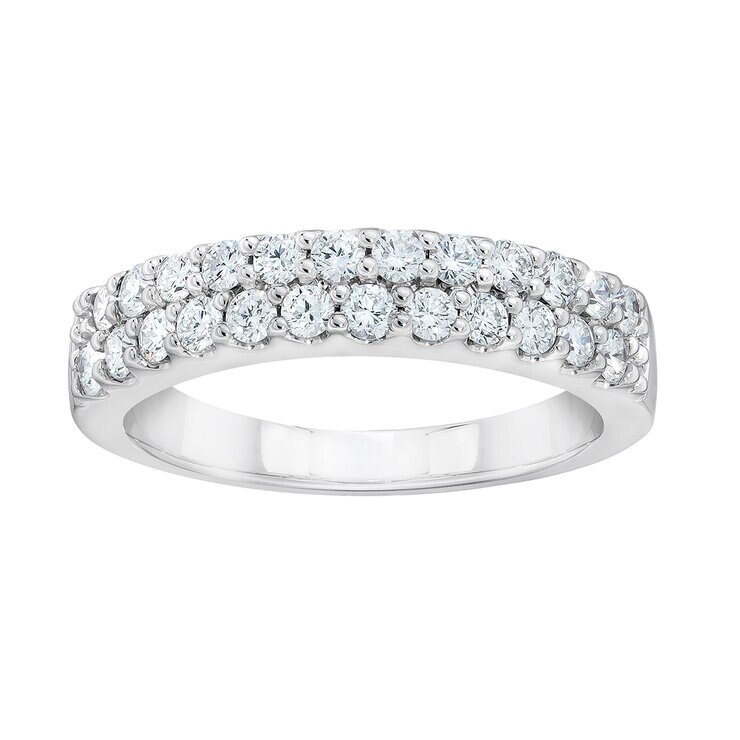 Anillo, Diamantes 0.70ctw, Doble Fila, Oro Blanco 14K