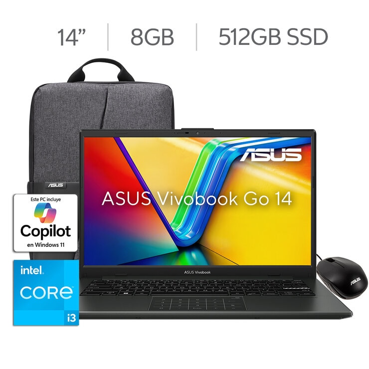 ASUS Vivobook Go 14 Laptop 14" Full HD Intel Core i3 8GB 512GB SSD — Imagen 1 de 4