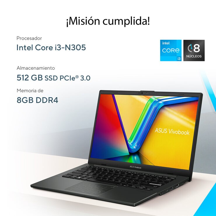 ASUS Vivobook Go 14 Laptop 14" Full HD Intel Core i3 8GB 512GB SSD — Imagen 3 de 4