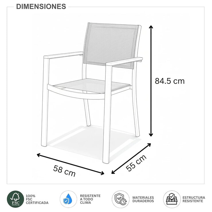 Midtown Concept, Tagula Set de 4 Sillas para Exterior — Imagen 3 de 4