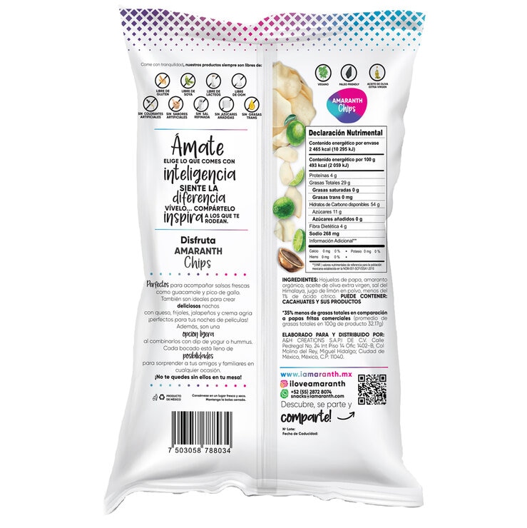 I Amaranth Chips Sabor Limón y Sal 500 g — Imagen 2 de 2