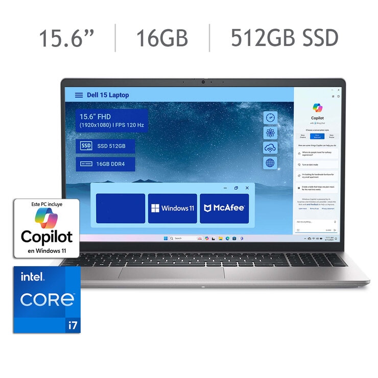 DELL Laptop 15 15.6" Full HD Intel Core i7 16GB 512SSD — Imagen 1 de 4