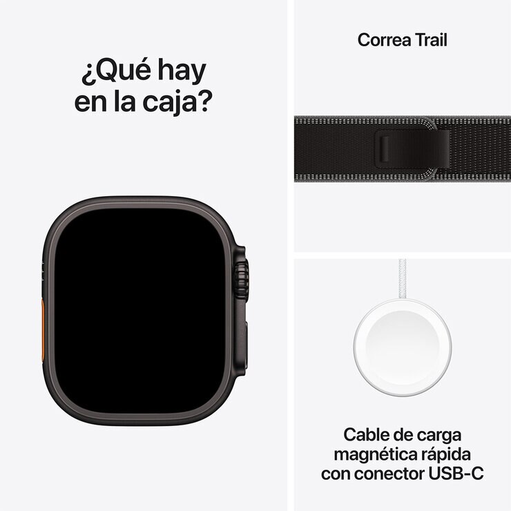 Apple Watch Ultra 3 (GPS + Celular) 49mm Titanio Negro + Correa Trail Negro Carbon - Talla M/L — Imagen 3 de 4