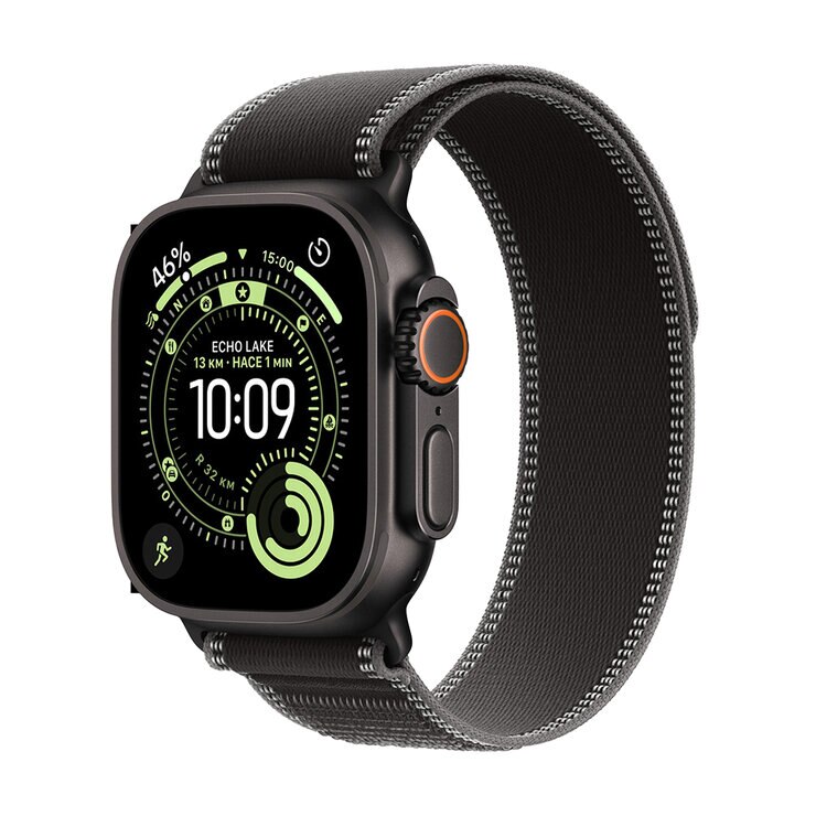Apple Watch Ultra 3 (GPS + Celular) 49mm Titanio Negro + Correa Trail Negro Carbon - Talla M/L