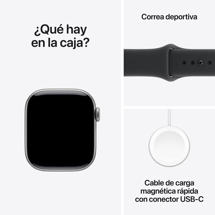 Apple Watch Series 11 (GPS) 42mm Aluminio Gris Espacial + Correa Deportiva Negra - Talla S/M — Imagen 3 de 4