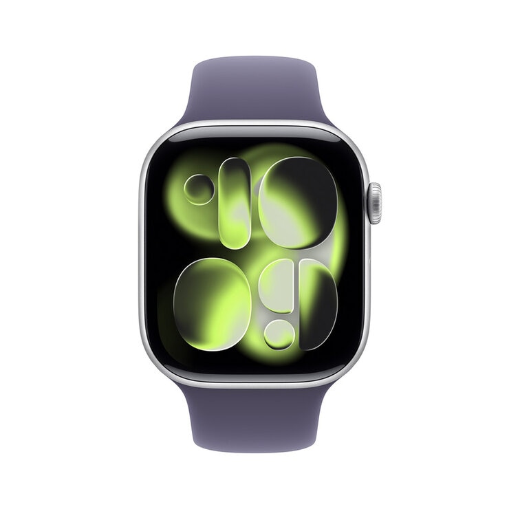 Apple Watch Series 11 (GPS) 46mm Aluminio Plata + Correa Deportiva Morado Niebla - Talla M/L — Imagen 3 de 4
