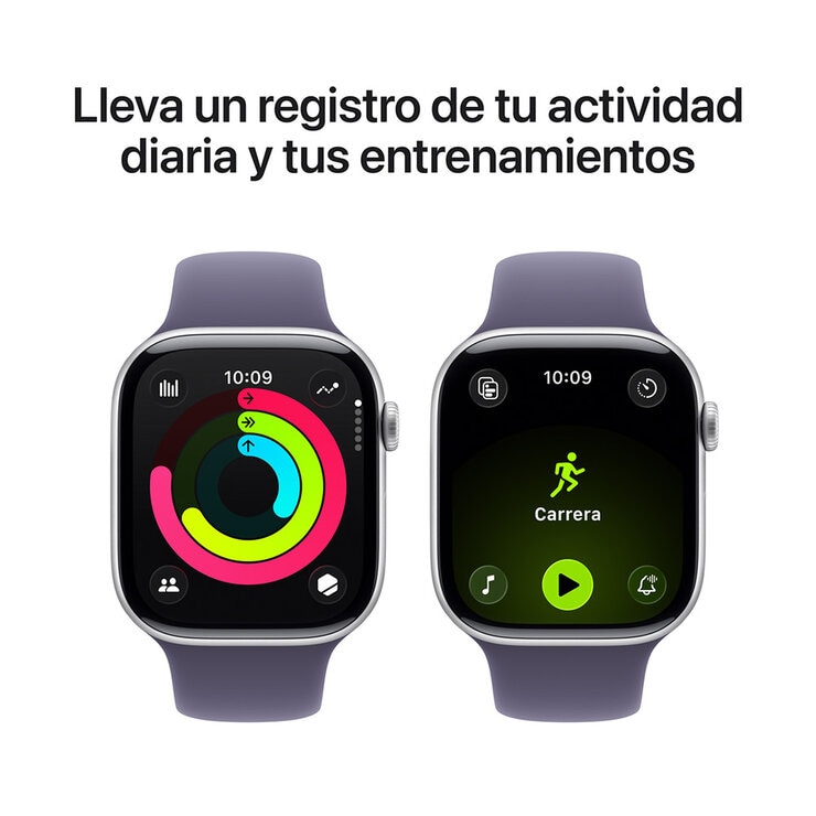Apple Watch Series 11 (GPS) 46mm Aluminio Plata + Correa Deportiva Morado Niebla - Talla M/L — Imagen 4 de 4