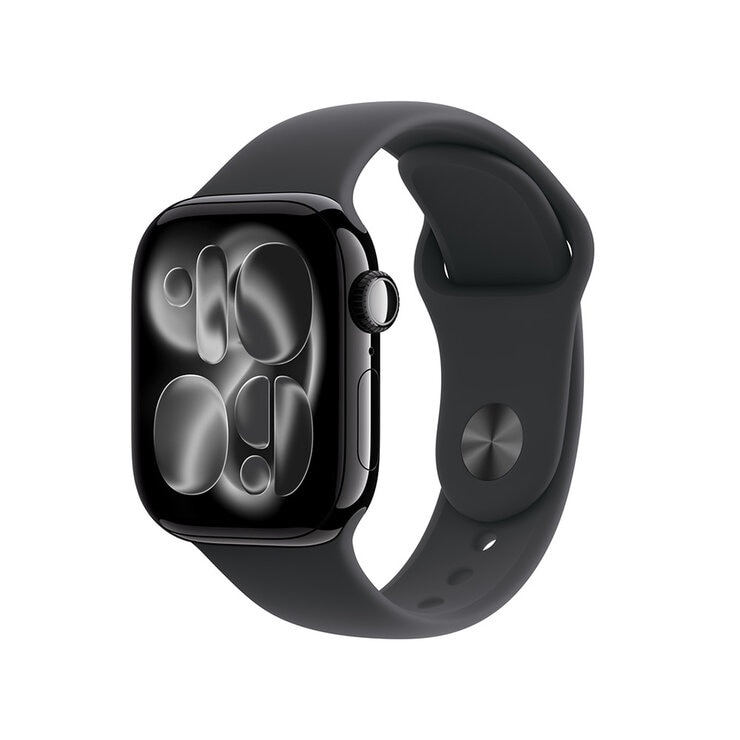 Apple Watch Series 11 (GPS + Celular) 42mm Aluminio Negro Azabache + Correa Deportiva Negra - Talla M/L