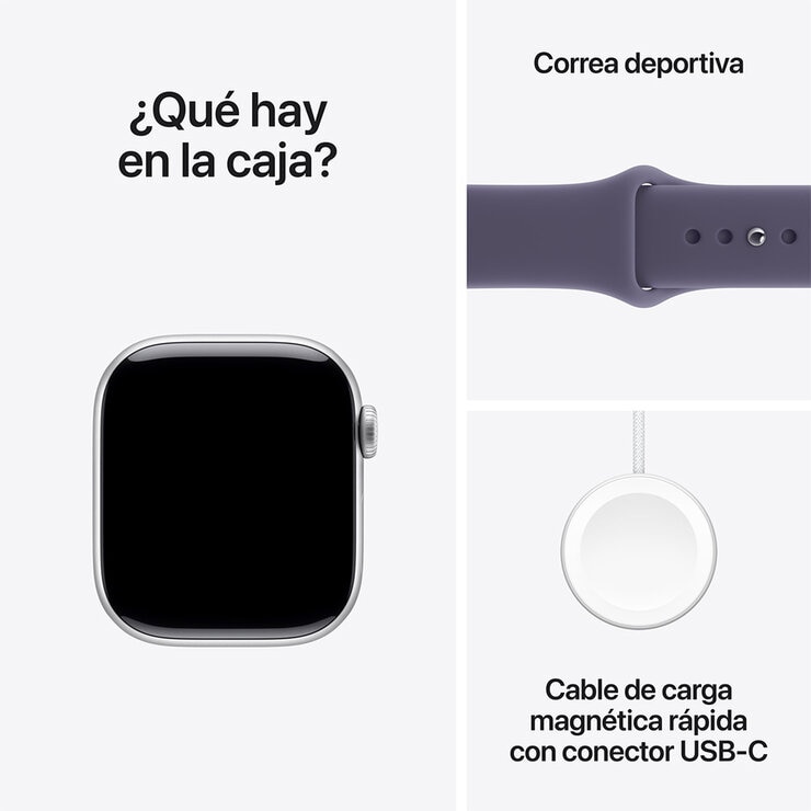 Apple Watch Series 11 (GPS + Celular) 42mm Aluminio Plata + Correa Deportiva Morado Niebla + Talla S/M — Imagen 4 de 4