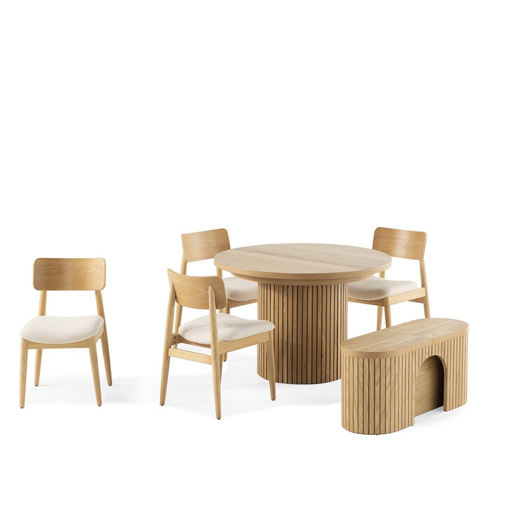 Transformer Table, Set de Comedor Redondo Expandible Capacidad de hasta 10 Personas, 100% Madera, Color Roble, con Aparador — Imagen 3 de 4