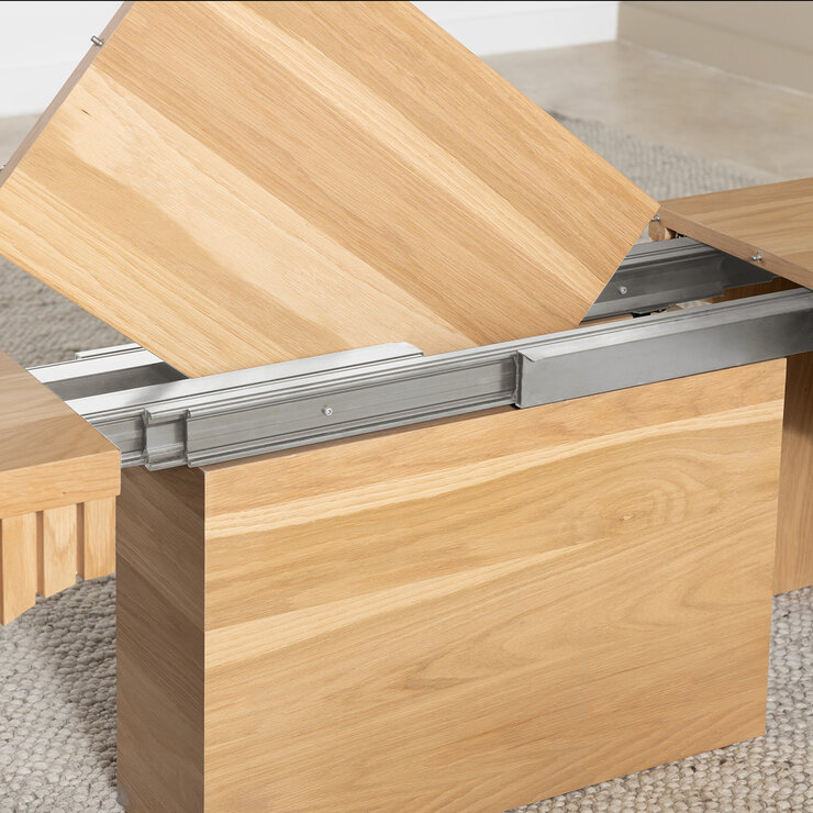 Transformer Table, Set de Comedor Redondo Expandible Capacidad de hasta 10 Personas, 100% Madera, Color Roble, con Aparador — Imagen 4 de 4