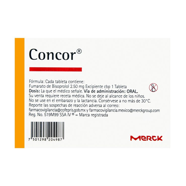 Concor 2.5 mg 30 Tabletas — Imagen 2 de 2