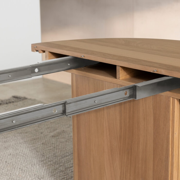 Transformer Table, Set de Comedor Redondo Expandible Capacidad de hasta 10 Personas, 100% Madera, Color Roble — Imagen 2 de 4