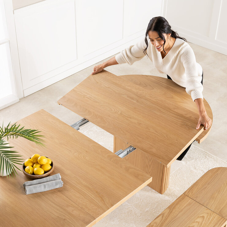 Transformer Table, Set de Comedor Redondo Expandible Capacidad de hasta 10 Personas, 100% Madera, Color Roble — Imagen 4 de 4