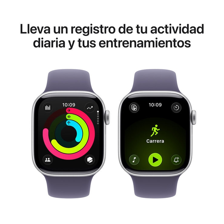 Apple Watch Series 11 (GPS) 42mm Aluminio Plata + Correa Deportiva Morado Niebla - Talla S/M — Imagen 4 de 4