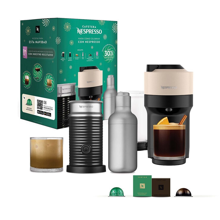 Nespresso, Cafetera Onpack Vertuo Pop Festive, Color Beige — Imagen 1 de 4