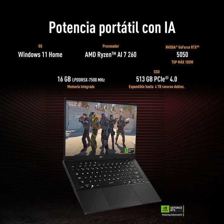 ASUS TUF Gaming A14 Laptop 14" WQXGA AMD Ryzen 7 16GB 512GB SSD — Imagen 3 de 4