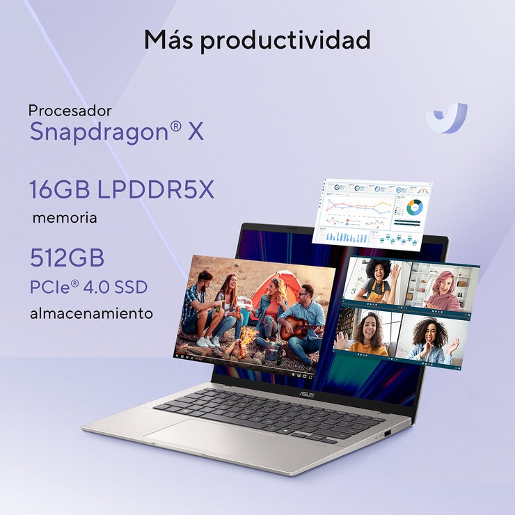 ASUS Vivobook 14 Laptop 14" WUGA Snapdragon X X1 16GB 512GB SSD — Imagen 2 de 4