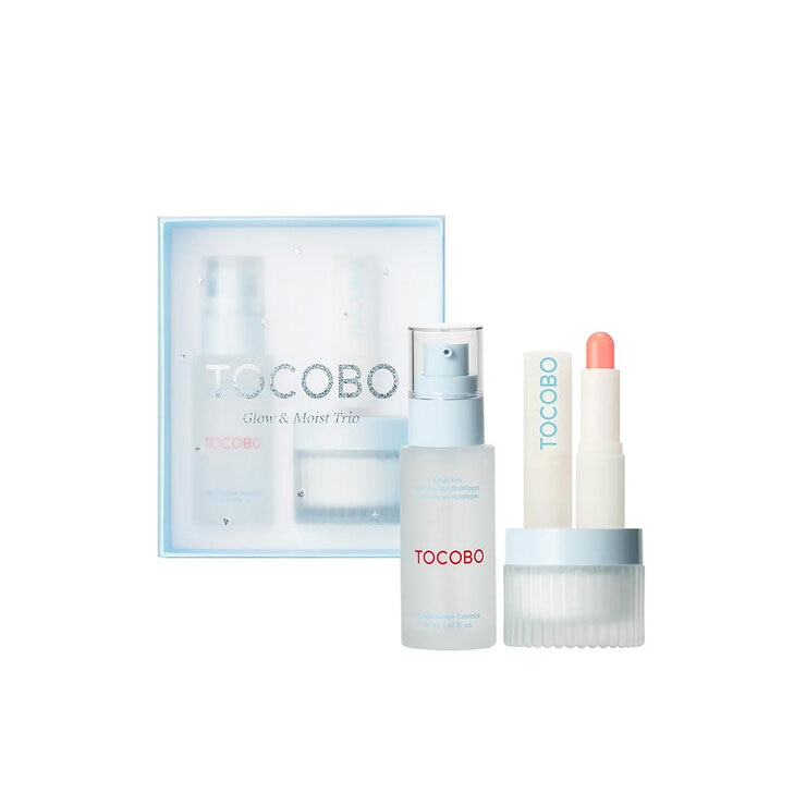Tocobo, Set de 3 Piezas, Balsamo Labial, Crema Hidratante, Esencia Facial