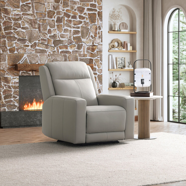 Simon Li Furniture, Sillón Reclinable de Piel con Sistema Eléctrico — Imagen 1 de 4
