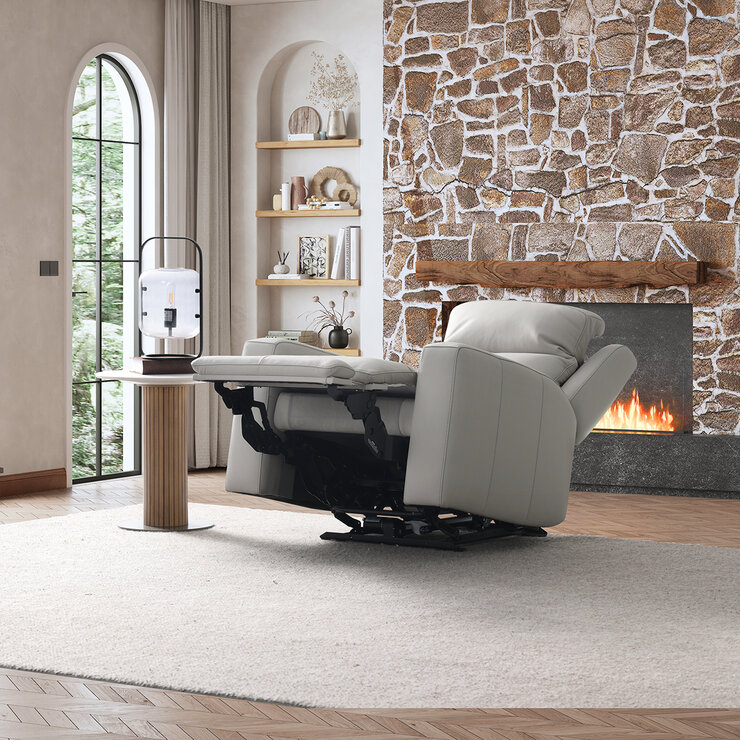 Simon Li Furniture, Sillón Reclinable de Piel con Sistema Eléctrico — Imagen 2 de 4