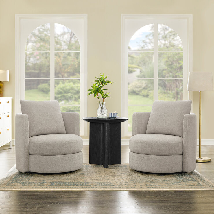 Thomasville, Juego de 2 Sillones Giratorios de Tela — Imagen 1 de 4