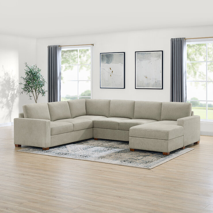 Thomasville, Glenn, Seccional de Tela de 3 Piezas con Chaise con Almacenamiento — Imagen 1 de 4